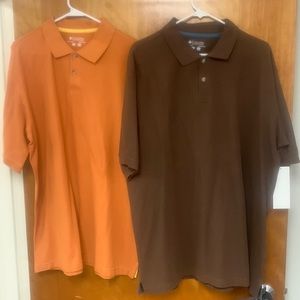 Columbia  L polo shirts, one orange one brown brand new never worn